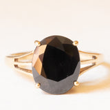 Anello da cocktail vintage in oro giallo 9K con quarzo nero (3ct ca.), anno 2006