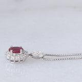Collana vintage in platino con ciondolo con rubino (0.26ct) e diamanti di taglio brillante (0.13ctw)