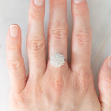 Anello a fiocco di neve in oro bianco 14K con diamanti di taglio brillante (1ctw ca.), anni ‘70/‘80