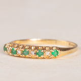 Veretta vintage in oro giallo 9K con smeraldi (0.15ct ca.) e diamanti (0.04ctw ca.), anno 1987