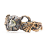 Anello antico in oro giallo 18k e argento con diamante di taglio rosa, fine '800