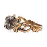 Anello antico in oro giallo 18k e argento con diamante di taglio rosa, fine '800