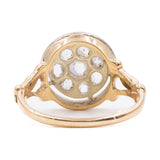 Anello vintage in oro giallo 18k e argento con rosette di diamante