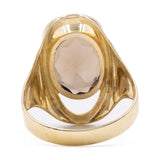 Anello da cocktail vintage in oro 8k con quarzo fumè, anni '70