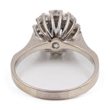Anello vintage a margherita in oro bianco 14k con zaffiro (0,30ct) e diamanti (0,80ctw)