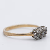 Anello vintage a fiore in oro giallo 9K con diamanti (0.15ctw ca.)