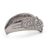 Anello vintage in platino 900 a V con diamanti (1.7ctw)