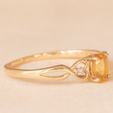 Anello vintage in oro giallo 9K con quarzo citrino (0.40ct ca.) e diamanti, anni ‘80