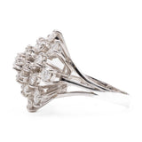 Anello a fiocco di neve vintage in oro bianco 14k con diamanti (2,59ctw), anni '70