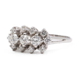 Anello vintage in oro bianco 14k con diamanti (0,90ctw), anni '70