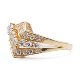 Anello vintage asimmetrico in oro giallo 14k con diamanti (0,80ctw), anni '70