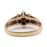 Anello vintage in oro giallo 9k con zaffiri e diamante