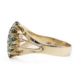 Anello vintage in oro giallo 8k con spinelli verdi