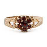 Anello vintage in oro giallo 9k con granati (0,15ct)