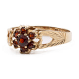 Anello vintage in oro giallo 9k con granati (0,15ct)