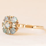Anello a fiore moderno in oro giallo 9K con topazi verdi trattati (0.60ctw ca.), anno 2005