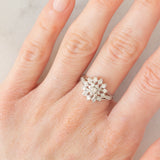 Anello a fiore in platino con diamanti di taglio brillante (0.50ctw), anni ‘60/‘70