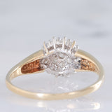 Anello a fiore vintage in oro giallo e bianco 14K con diamanti di taglio brillante (0.55ctw ca.), anni ‘80
