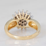 Anello vintage a fiore e a fascia con diamanti (0.52ctw ca.), anni ‘60/‘70