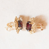 Orecchini vintage in oro giallo 9K con granati, anni ‘60