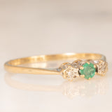 Trilogy vintage in oro giallo 9K con smeraldo e diamanti, anno 1981