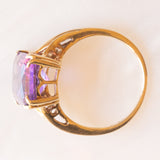 Anello da cocktail vintage in oro giallo 9K con ametista (3.80ct ca.), anno 1999