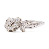 Anello vintage in oro bianco 14k con diamanti (0,30ctw), anni '60