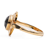 Anello vintage in oro giallo 14k con granato, anni '50