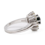 Anello vintage a margherita in oro bianco 14k con zaffiro (1ct) e diamanti (0,80ctw), anni '60
