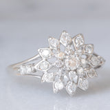 Anello a fiore in platino con diamanti di taglio brillante (0.50ctw), anni ‘60/‘70