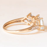 Anello vintage in oro giallo e bianco 9K con acquamarine (1.50ctw ca.) e diamanti (0.10ct ca.), anno 2012