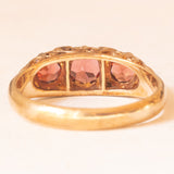 Anello vintage in oro giallo 9K con tormaline arancioni (0.80ctw ca.) e diamanti (0.04ctw ca.), anno 2006