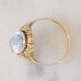 Anello da cocktail vintage in oro giallo 14K con topazio azzurro (4.50ct ca.), anni ‘50/‘60