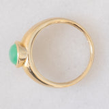Anello a fascia vintage in oro giallo 9K con crisoprasio, anni ‘80