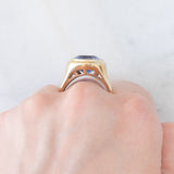Anello da cocktail vintage in oro giallo 9K con fluorite (9ct ca.), anni ‘70/‘80
