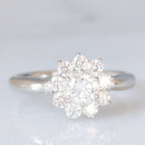 Anello a margherita vintage in platino con diamanti di taglio brillante (1.02ctw), anni ‘70/‘80