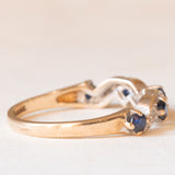 Veretta vintage in oro giallo e bianco 9K con zaffiri (0.35ctw ca.) e diamanti (0.04ctw ca.), anno 1988