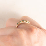 Veretta vintage in oro giallo 9K con smeraldi (0.15ct ca.) e diamanti (0.04ctw ca.), anno 1987