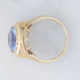 Anello da cocktail vintage in oro giallo 9K con fluorite (9ct ca.), anni ‘70/‘80
