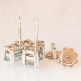 Orecchini vintage in oro bianco 18K con acquamarine (1ctw ca.) e diamanti di taglio brillante (0.16ctw ca.), anni ‘70/‘80