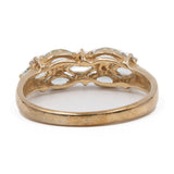 Anello vintage in oro giallo 9k con tormaline azzurre e diamanti
