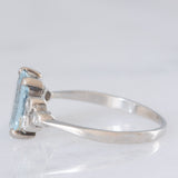 Anello vintage in platino con acquamarina (1.40ct ca.) e diamanti (0.18ctw ca.), anni ‘70