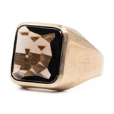 ANELLO IN ORO GIALLO 8K E QUARZO FUME' NATURALE