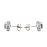 ORECCHINI A MARGHERITA VINTAGE IN PLATINO CON ZAFFIRI (1.07CTW) E DIAMANTI (0.38CTW)
