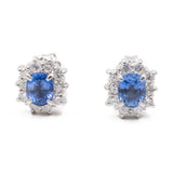 ORECCHINI A MARGHERITA VINTAGE IN PLATINO CON ZAFFIRI (1.07CTW) E DIAMANTI (0.38CTW)