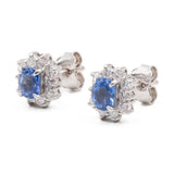 ORECCHINI A MARGHERITA VINTAGE IN PLATINO CON ZAFFIRI (1.07CTW) E DIAMANTI (0.38CTW)