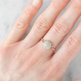 Anello a fiore vintage in oro giallo 9K con diamanti (0.18ctw ca.), anni ‘80