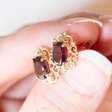 Orecchini vintage in oro giallo 9K con granati, anni ‘60