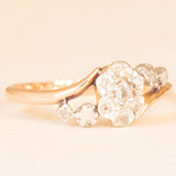 Anello antico in oro giallo e bianco 18K con diamanti di taglio rosetta, anni ‘30