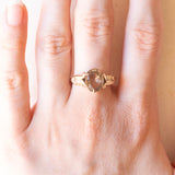 Anello vintage in oro giallo 9K con quarzo fumé (1.90ct ca.), anno 1979